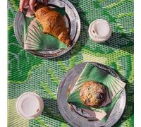 Green Tropical Palm Leaf Waterproof Outdoor Rug | Plastic, Lightweight Mat with Jungle Leaves Pattern | For Garden, Patio, Decking, Bathroom, Utility, Picnic Folds Away for Easy Storage 180 x120cm