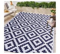 Reversible Waterproof Plastic Mat - Large Lightweight Foldable Rug for Garden Terrace Camping RV Picnic Indoor & Outdoor Use (Style 11.4 x 183 cm)