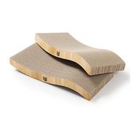 Reversible Wave Cat Scratcher for Indoor Cats - Cat Scratching Board, Horizontal Cat Scratch Pad Lounger with Reversible Usability and Extra Comfort for Lounge(2Pack, Oak)