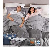 Reversible Weighted Blanket King Size 25lbs(88''x104'', All Season Use), Warm Short Plush and Cool Tencel Fabric Double-Sided Weighted Blanket California King Size for Couples - Carry Bag Included