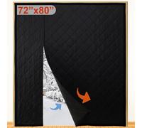 Reversible Wide Magnetic Thermal Insulated Door Curtain for Winter,Thicken Polyester Fiberfill & Heavy Duty Oxford Cloth,Temporary Window Insulation Cover Curtain for French Sliding Door,74”x81”