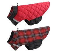 Reversible Winter Cozy Reflective Waterproof Windproof Warm Cold-Proof Dog Jacket With D-ring For Labrador Shiba Inus,Red,4XL