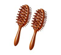 Reversible Wooden Baby Hairbrush Static-Free Massage Teeth & Portable Grooming Design Friendly Wooden Infant Hair Brush