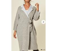 Reversible Wool-Blend Cardigan Coat - 2-in-1 Outerwear CY Grey One Size