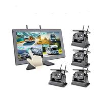 Reversing Camera 10.1 Inch Wireless Car DVR Recorder Monitor 4 Channel Solar Energy Magnetic Camera For Camper Truck Hitch Trailer Bus(Monitor Add 4 Camera)