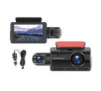 Reversing Camera 3" Dual Lens Car DVR Driving Recorder Front & Interior Camera Wide Angel Parking Reversing Night Vision Lens Parking Camera(None)
