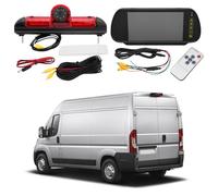 Reversing Camera 7" Mirror Rear Brake Light Kit for Peugeot Boxer Fiat Ducato Citroen Relay 2006-2021, with Remote Control & Cables