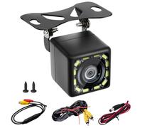 Reversing Camera IP68 Waterproof, Reverse Camera with Night Vision 170° Wide View Angle, 720P Color HD Rear View Cameras with 12 LED for Vans Trucks SUVs Bus RVs Caravan, with 6m RCA Cables