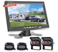 Reversing Camera Kit, Hodozzy Backup Camera with 7" HD Monitor+2 Cameras+15m/49ft Cable+10m/33ft Cable, DIY Parking Line Image Flip Night Vision Waterproof Rear View Camerafor Van Car RV Bus Pickup