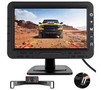 Reversing Camera Kit Waterproof License Plate Rear View Camera with 4.3'' Monitor IR Night Vision DIY Guide Lines for Car Truck RV Van Bus Pickup SUV Trailer Camper Caravan Motorhome (8m Cable)