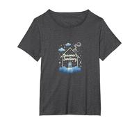 Reveur House Blue Dreamers Sanctuary Starry Night Whimsy T-Shirt, Women's Plus, Dark Heather Grey, 4X