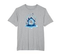 Reveur House Blue: House of Dreams Starry Night Whimsy T-Shirt, Men's Big and Tall, Heather Grey, 5X Tall