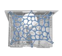 REVEX Dishwasher Net, 9.8"x14.5" Stretchable Silicone Mesh Featuring 6 Adjustable Hooks to Prevent Plastic Bowls,Bottle and Cups from Tipping Over, Suitable for All Types of Dishwashers (Blue)