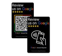 Review us on Google QR Code Card, NFC Contactless - Tap to Review - Pack of 2 Black Cards