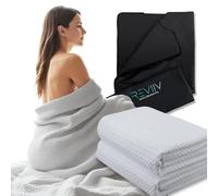 REVIIV Sauna Blanket Towel Insert - 2 Pack Light Grey 100% Cotton Waffle - Home Infared Sauna Sessions Without The Cleanup - Absorbent and Quick-Drying Sauna Towels