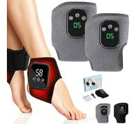 Revimora Cozy Ankle Massager, 3 in 1 Foot Massager, Ankle and Heel Massager with 3 Massage Modes & 5 Heat Levels, LCD Display, USB Rechargeable, Foot Massagers for Pain and Circulation (Gray*2)