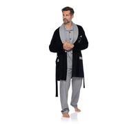 Revise RE-111 Short Dressing Gown - Smoking Jacket - with embroidered pocket Darkblue C1 - 4XL