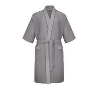 Revise RE-521 Kimono - Men's Bathrobe - 100% Cotton Waffle Pique, gray, XXL