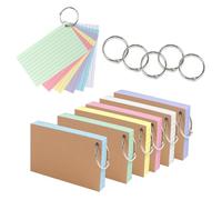 Revision Flash Cards,6 Pack 600pcs Ruled Index Cards,Colorful Revision Card with 6 Binder Rings,Lined Note Card,for Office Home School Learning Record
