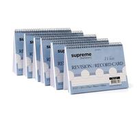 Revision Flash Cards Spiral Bound 8" x 5" - 160gsm Ruled Perforated Note Cards Double Sided Study Cards for Revision Notes -50 White Sheets (5)