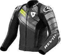 Revit Apex Motorcycle Leather Jacket, black-white-yellow, size 52