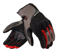 Rev'it Cavern Ventilated Motorcycle Motorbike Textile Gloves - Grey / Red