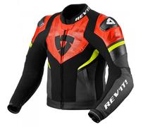 Rev'it Hyperspeed 2 Air Leather Motorcycle Motorbike Jacket - Black / Neon Red