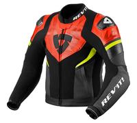 Rev'it Hyperspeed 2 Air Leather Motorcycle Motorbike Jacket - Black / Neon Red