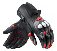 Rev'it League 2 Leather Motorcycle Motorbike Gloves - Black / Neon Red