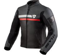Revit Mile Motorcycle Leather Jacket, black/white/red, size 56