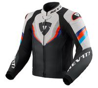 Rev'it Quantum 3 Leather Motorcycle Motorbike Sports Jacket - Black / Light Grey