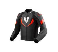 Revit Quantum 3 Moto Motorcycle Motorbike Leather Jacket Black / Neon Red