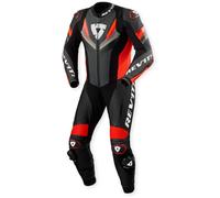 Quantum 3 One Piece Leather Suit | Anthracite-Neon Red Charcoal-Neon Red 48