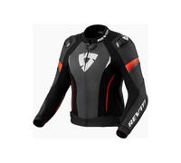 Revit Xena 4 Pro Ladies Motorcycle Motorbike Leather Jacket Black / Neon Red