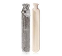 Revitale Extra Long Hot Water Bottle with Soft Faux Fur Pom Pom Cover - 72cm, 2 Litre British Standard (Slate Grey)