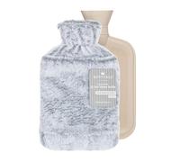 Revitale Luxury Cosy Hot Water Bottle 2 Litre, Soft Cover, Single Ribbed Natural Rubber 2025, British Standard BS1970:2012, Durable & Leak-Resistant (Silver - Sleeve)