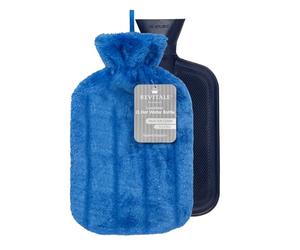Revitale Luxury Cosy Hot Water Bottle 2 Litre, Soft Cover, Single Ribbed Natural Rubber 2025, British Standard BS1970:2012, Durable & Leak-Resistant (Royal Blue)