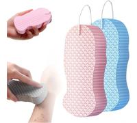 Revitalize Your Shower: Premium Exfoliating Sponge with Superior Absorption & Quick-Dry for Silky Smooth Skin - Reusable Scrubber for All Adults (Pink+Blue, Large)