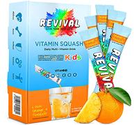 Revival Kids Vitamins Squash Drink - Vitamins D, A, C, K, B6, B12 - Immunity, Growth, Development - Orange & Pineapple - 6 Pack