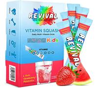 Revival Kids Vitamins Squash Drink - Vitamins D, A, C, K, B6, B12 - Immunity, Growth, Development - Strawberry & Watermelon - 6 Pack