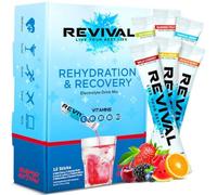 Revival Rapid Rehydration Electrolytes Powder - High Strength Vitamin C, B1, B3, B5, B12 Supplement Sachet Drink, Effervescent Electrolyte Hydration
