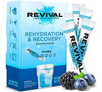 Revival Rapid Rehydration, Electrolytes Powder - High Strength Vitamin C, B1, B3, B5, B12 Supplement Sachet Drink, Effervescent Electrolyte Hydration Tablets - 6 Pack Tropical Berry