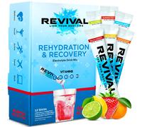Revival Rapid Rehydration Electrolytes Powder - High Strength Vitamin C, B1, B3, B5, B12 Supplement Sachet Drink, Effervescent Ele