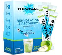 Revival Rapid Rehydration Sachets Electrolytes Powder High Strength Vitamin C, B1, B3, B5, B12 Supplement Sachet Energy Drink, Effervescent Electrolyte Hydration Tablets 12 Pack Apple Pear Flavours