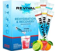 Revival Rapid Rehydration Sachets Electrolytes Powder High Strength Vitamin C, B1, B3, B5, B12 Supplement Sachet Energy Drink, Effervescent Electrolyte Hydration Tablets 12 Pack Assorted Flavours
