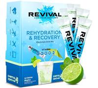 Revival Rapid Rehydration Sachets Electrolytes Powder High Strength Vitamin C, B1, B3, B5, B12 Supplement Sachet Energy Drink, Effervescent Electrolyte Hydration Tablets 12 Pack Mojito Flavours