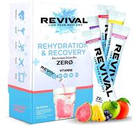 Revival Zero Rehydration Electrolytes Powder - Sugar Free Hydration Sachet Drink with Vitamins C, B1, B3, B5, B12-28 Pack Assorted Flavours