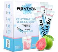 Revival Zero Rehydration Electrolytes Powder - Sugar Free Hydration Sachet Drink with Vitamins C, B1, B3, B5, B12-28 Pack Guava Splash