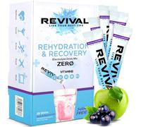 Revival Zero Rehydration Electrolytes Powder - Sugar Free Hydration Sachet Drink with Vitamins C, B1, B3, B5, B12-14 Pack Apple & Blackcurrant