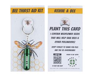 Revive a Bee Green Bee Revival Kit, Keyring with Sugar Syrup & Plantable Packaging to Rescue Bees, Perfect Gifts for Nature Lovers